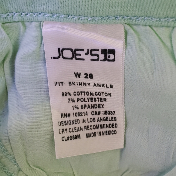 Joe's Skinny Ankle Mint Green Jeans Size 28 - Picture 5 of 5